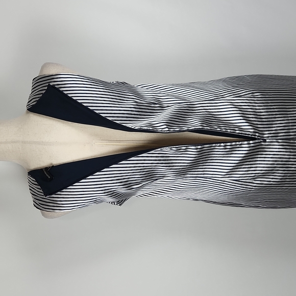 NWOT Banana Republic Preppy Navy and Metallic Silver Stripe Shift Dress Size 12 - Picture 7 of 16